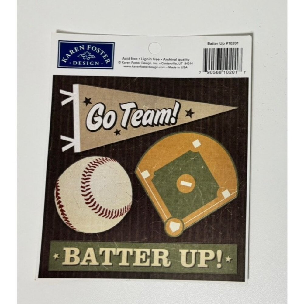 Karen Foster Design Cardstock Sticker Sheet Baseball Batter Up Go Team